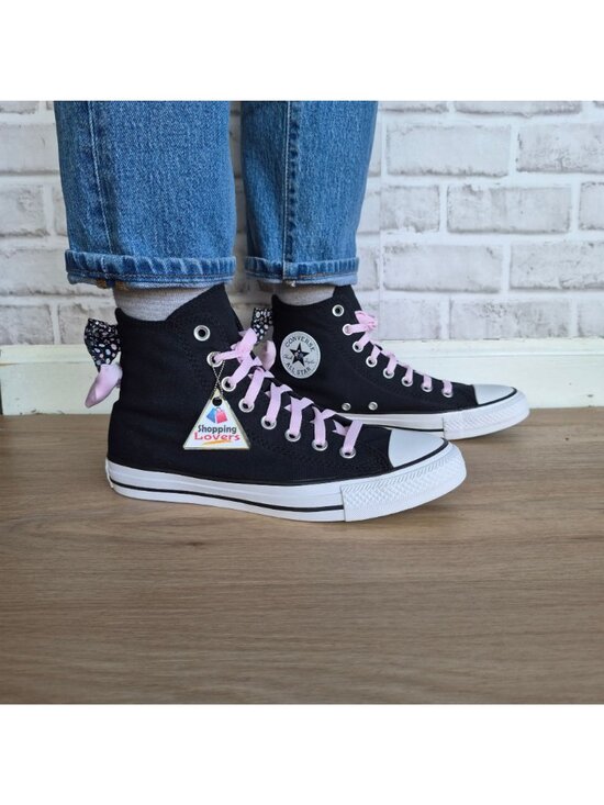 ⭐Converse Chuck Taylor Hi Floral Bow Sz 7 Mens Shoes Sneaker Black Pink A19824F